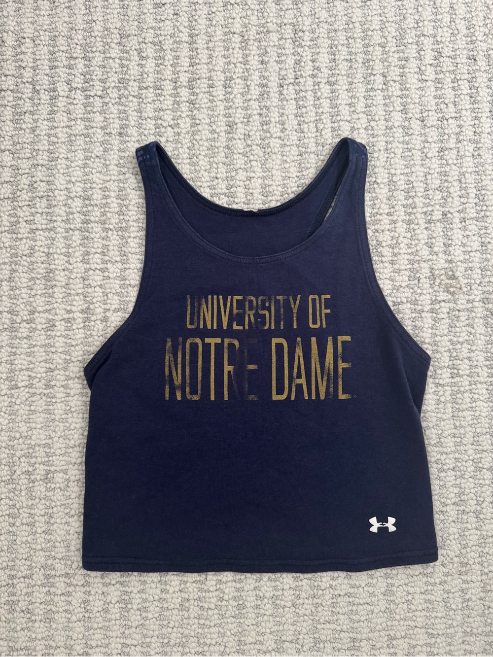 Under Armour Notre Dame Fighting Irish Navy Fitted Racerback Tank Top Small